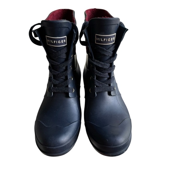 Tommy Hilfiger Women's Trineti Boots Navy Lace-Up Red and White Stripes - Picture 6 of 8